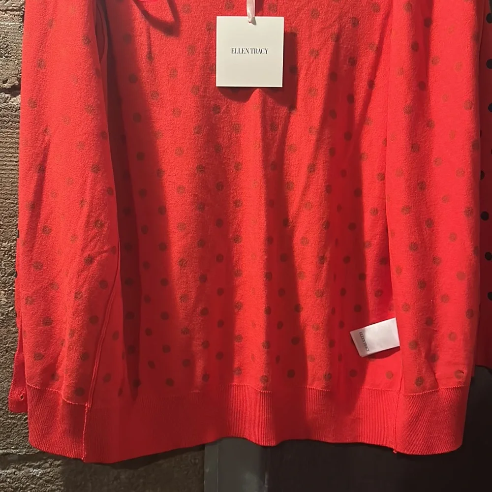 Women’s Medium Ellen Tracy Polka Dot Cardigan *New w/ Tag” - Picture 10 of 10